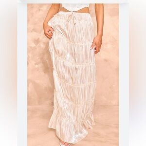 Pretty Little Thing
Champagne Drawstring Frill Tiered Maxi Skirt